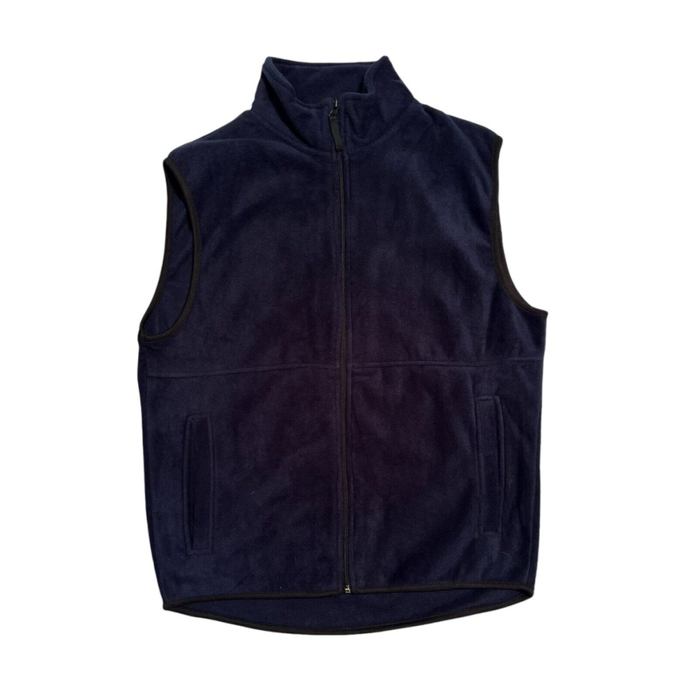 Port & Company Womens Navy Blue Fleece Vest Medium Zippered Front Pockets NWT
